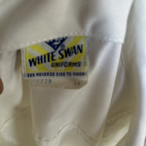 Vtg 70's White Swan 14 Uniform Nurse Snap Up Dress Horror Cosplay Asylum Lab - Picture 10 of 11