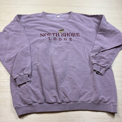 Vintage Bass Fishing North Shore Lodge Camping Sweatshirt Large Made in Canada