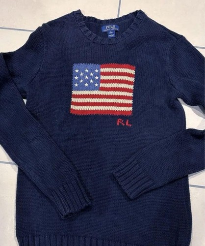 Polo Ralph Lauren Stars and Stripes Knit Sweater Boys XL Mens XS Equivalent - Picture 2 of 3