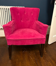 Pink Upholstered Accent Chair With Arms Padded Seat Floral Indoor 70x80x90cm
