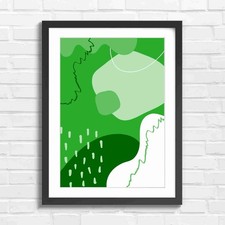 Boho Abstract Shape Composition Green Framed Wall Art Print Large Picture Home
