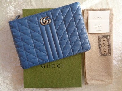 ''Original'' GUCCI Clutch Tasche Bag GG Marmont Matelassé, Farbe: Blau, Größe: L