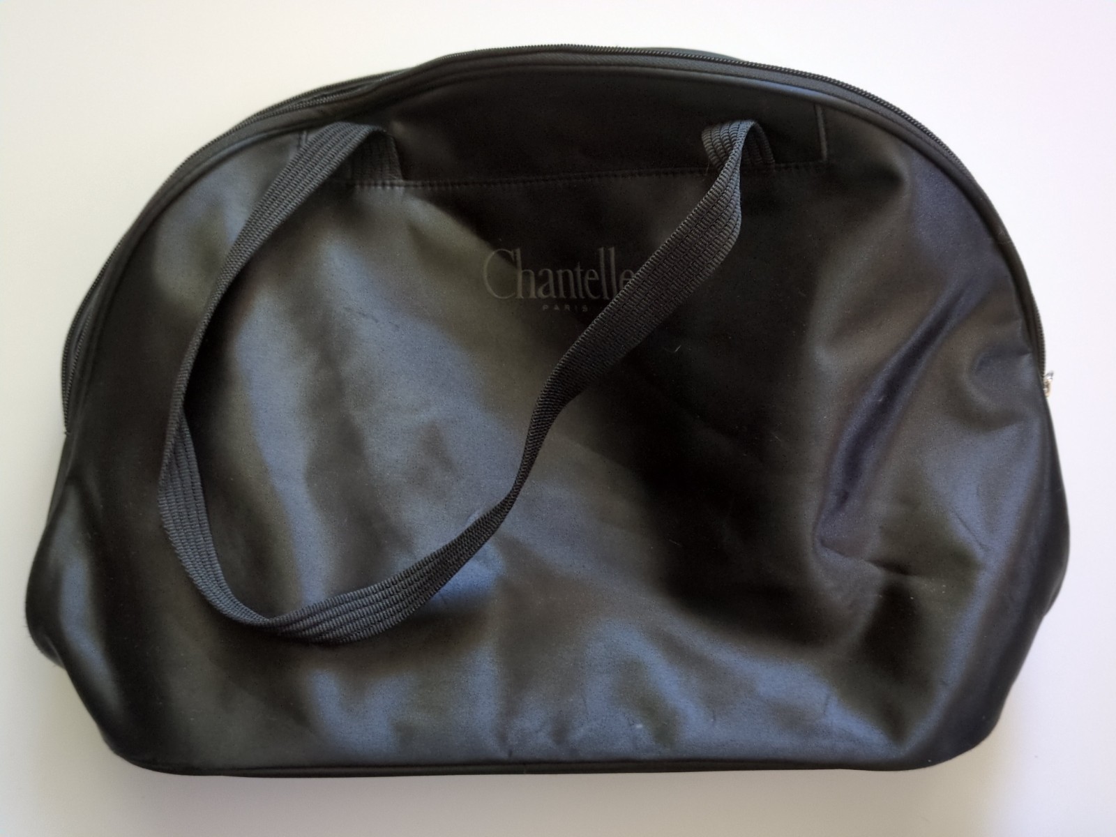 Chantelle Paris Black Satin Domed Tote Travel Dance Gym Bag Chic Minimalist