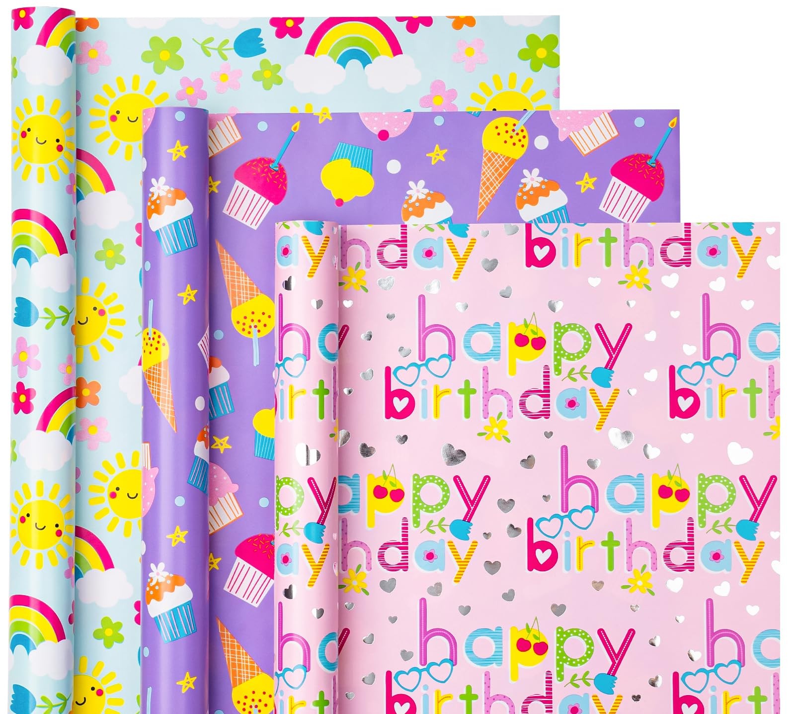 - 3 Rolls, 17 X 120/roll - Colorful Birthday De...