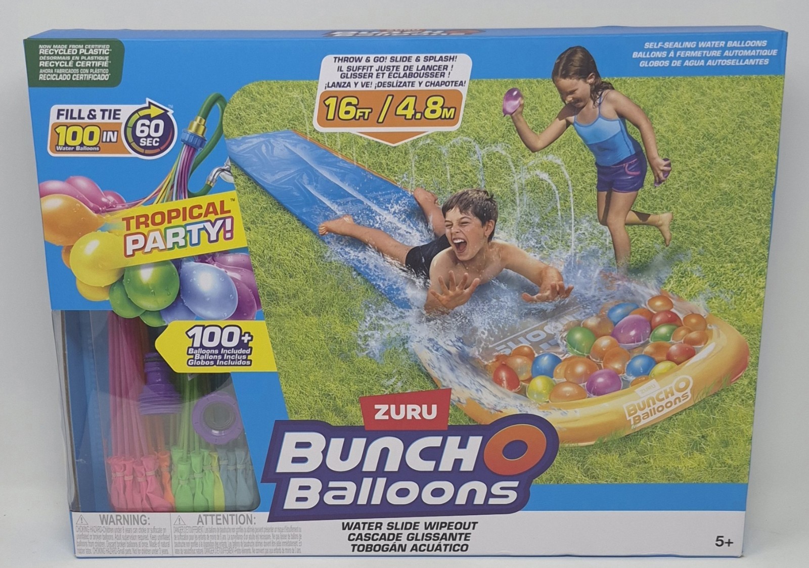 Zuru Bunch O Balloons Tropical Party Water Slide Wipeout 100 Quick-Fill Balloons