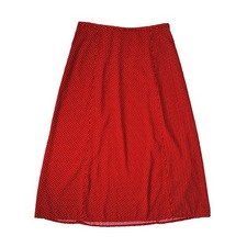 VTG Requirements Red White Polka Dot A-Line Maxi Skirt Size 14 Elastic Waist
