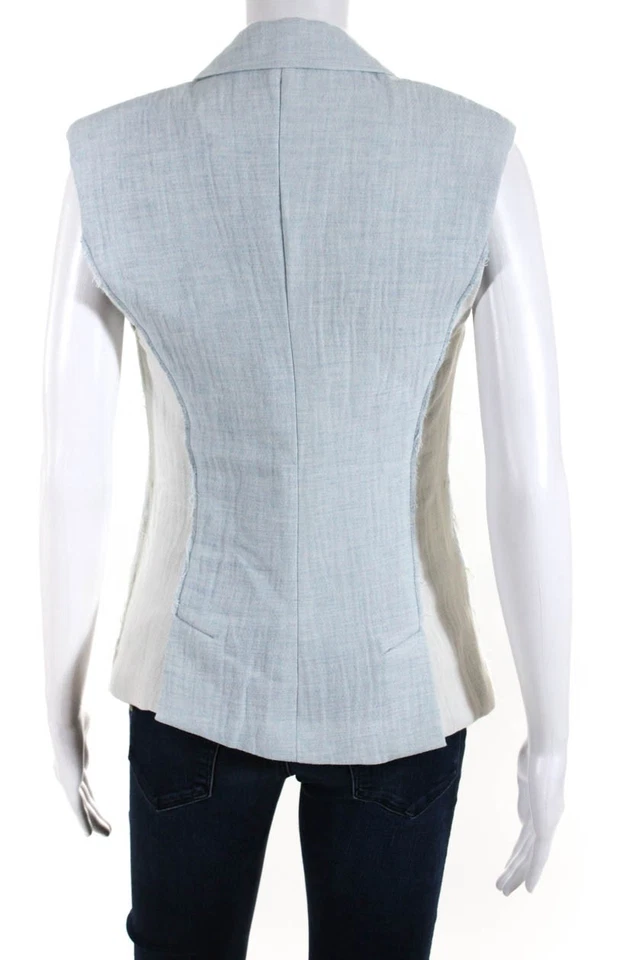 Blazer Rebecca Taylor para mujer azul claro lino un botón sin mangas talla 0 LL19L Foto 4 de 4