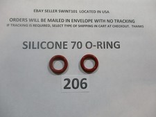 206 Silicone O-ring 70 durometer. 1/2" ID x 3/4" OD x 1/8" thick. Quan 2.