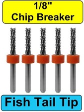 1/8" Chip Breaker Router Bit Fishtail FIVE Pieces CNC FR4 Wood Carbon Fiber R172
