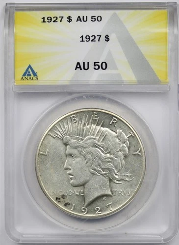 1927 $1 ANACS AU 50 Peace Silver Dollar