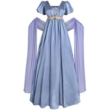 FCCAM Regency Dresses for Women Empire Waist Ball Gown X-Large, Aegean Blue