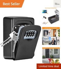 Key Lock Box Wall Mounted, 4 Digit Combination Lockbox for Outside, House Key...