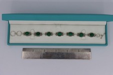 Sterling Silver 925 Green Malachite Bracelet Link