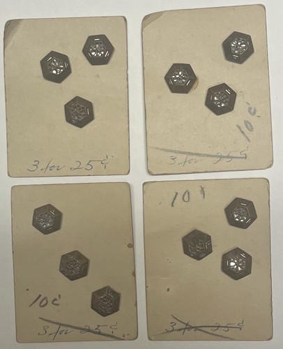 Vintage Art Deco Metal Openwork Filigree Buttons Hexagonal 1920-1930’s Set 12 - Picture 8 of 13