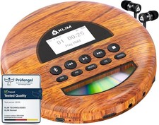 KLIM Nomad Wood - New - Portable CD Player Walkman - Long-Lasting Battery
