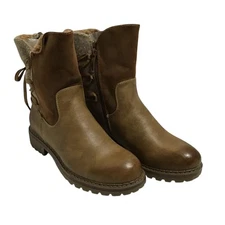 Patrizia Anke Step Dawna Brown Leather Ankle Boots Women's Size 8E Rustic Chic