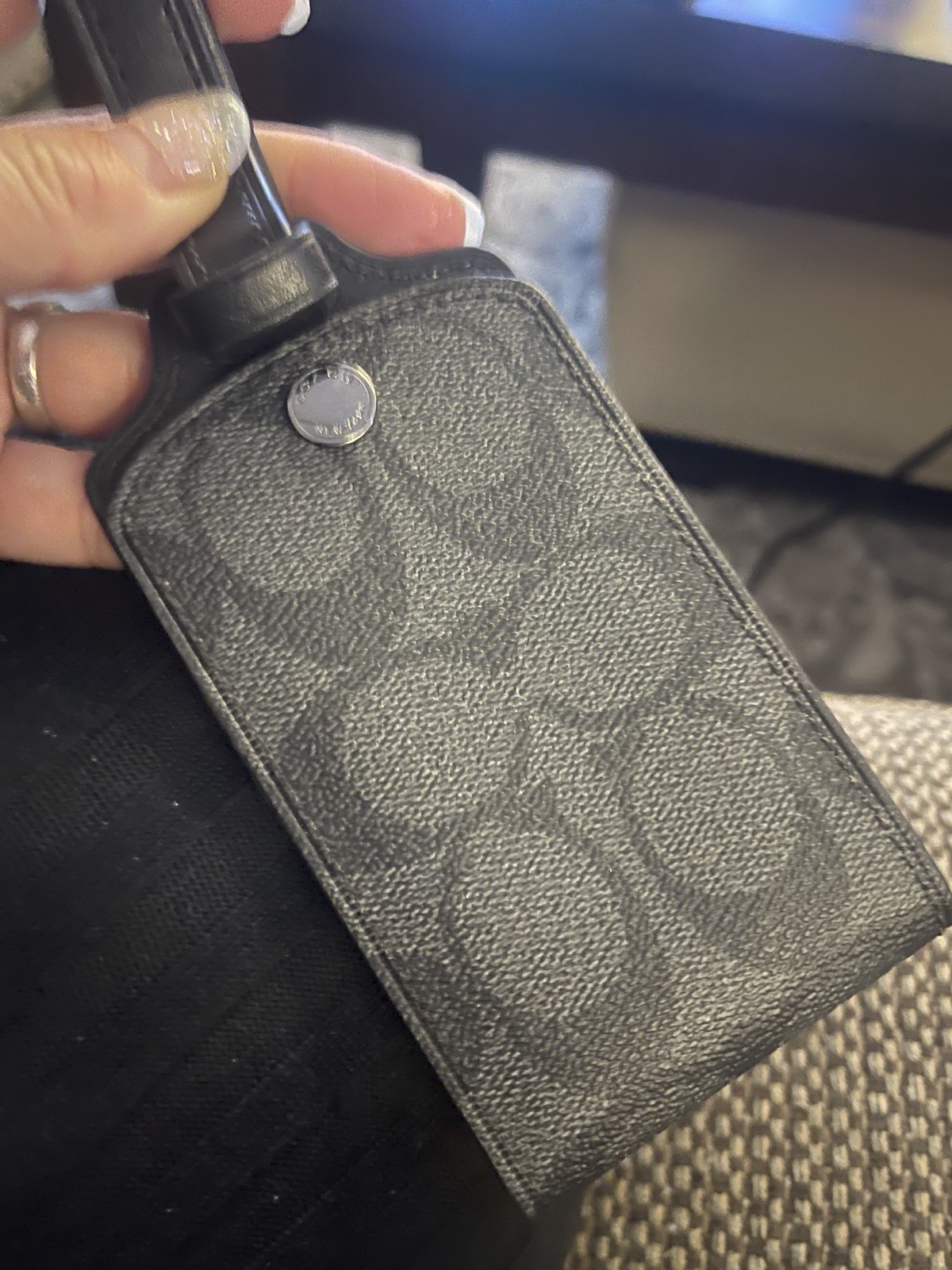 Coach Black Charcoal Luggage Tag NWT