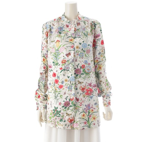 GUCCI silk Vintage Flora floral print blouse shirt multicolor 40