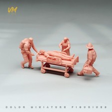 1/64 3D Unpaint Hospital Rescue Set Mini Figures Miniature Doll For Car Toys