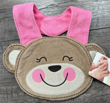 Baby New Vintage Carter's Pink Brown Monkey Terry Baby Bib