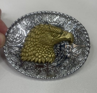 Adlerkopf Gürtelschnalle American Western massiv Messing authentisch Tanside Ltd 1987