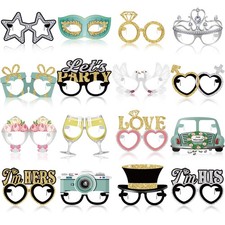 32 Pcs Wedding Photo Booth Props Paper Glasses - Bridal Shower Decorations, E...