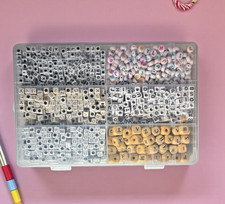 1,750 Alphabet Letter Bead Cubes Friendship Bracelet Jewelry Acrylic  Wood