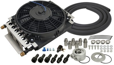 Derale 15500 16 Pass Electra-Cool Remote Engine Oil Cooler Kit -8AN Inlets