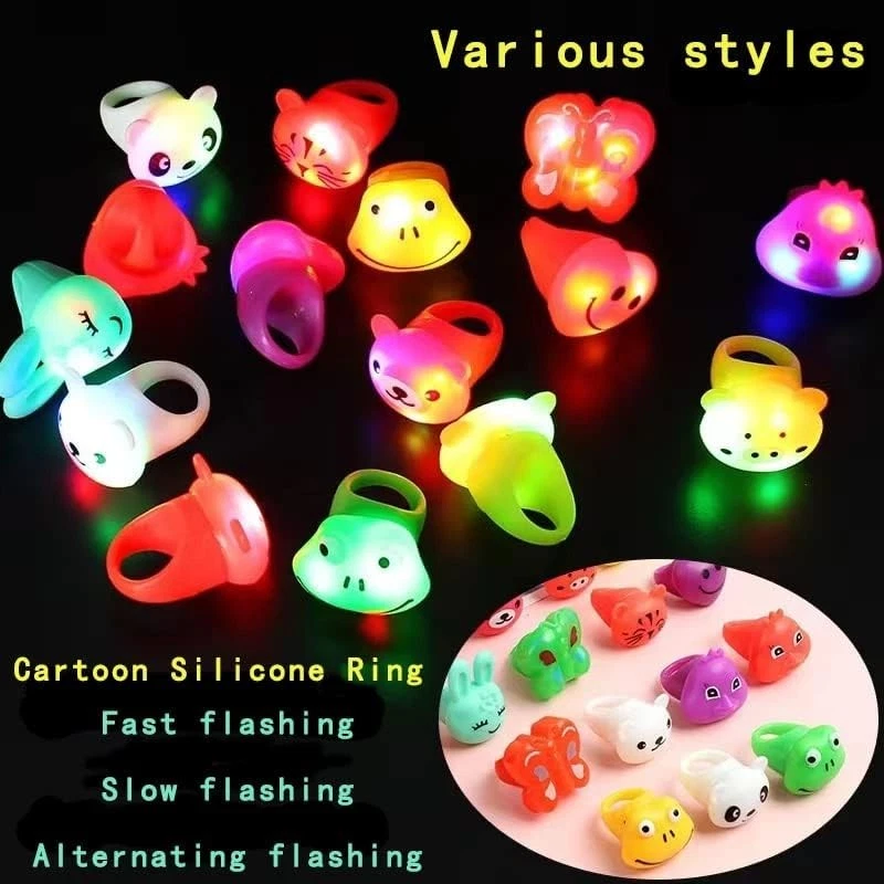 18 Pcs LED Light up Ring - Colorful Flashing Bumpy Rings Finger Toys Novelty Glo - Image 4 of 4