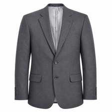 Lands End Gray Herringbone 100 Lambswool 44L Button Blazer Sport Coat office