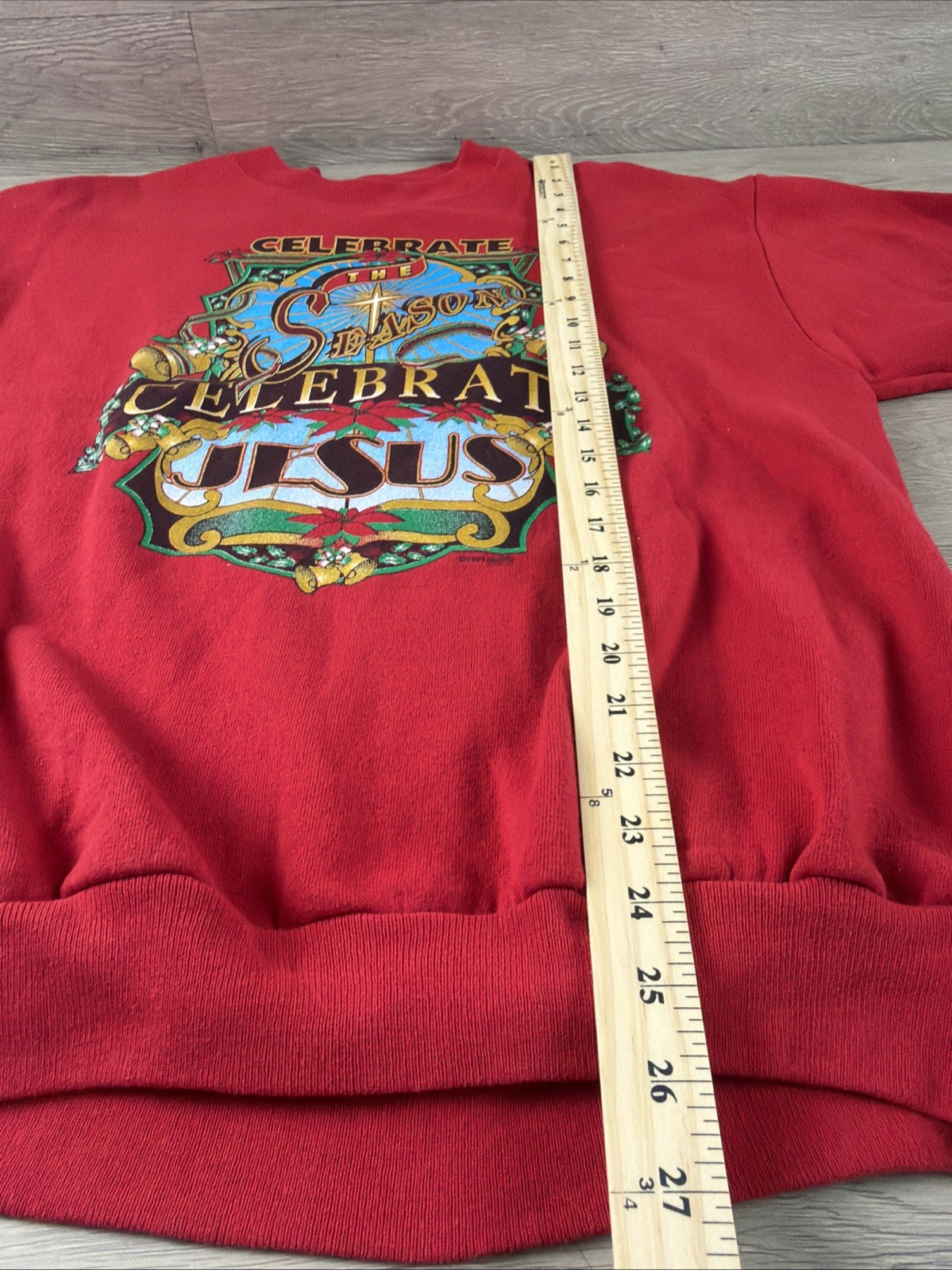 Lee Sweatshirt Celebrate The Season Jesus Christmas Vintage Large 1994 image 7