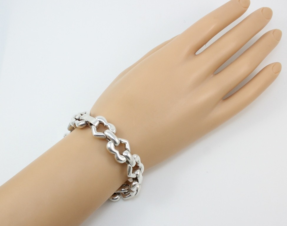 Heavy Chunky Solid Sterling Silver 925 Heart Link… - image 2