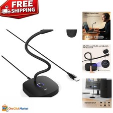 High-Quality USB Gooseneck Microphone - Omnidirectional Clear Audio - 1.4M Cable