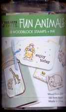 HERO ARTS rubber stamp set FUN ANIMALS 18 stamps ink wood mounted Penguin