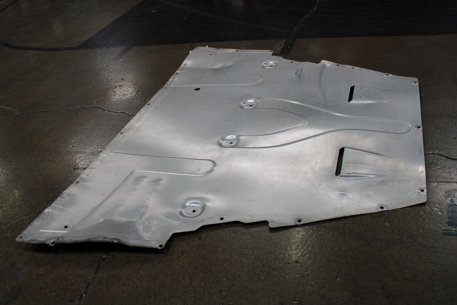 McLaren MP4-12C, Rear Main Lower Under Tray, Metal, Dented, Used, P/N 11a4747cp