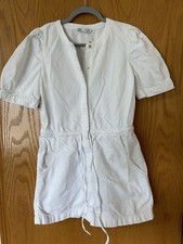 Zara Women  s White Denim Shorts Romper NWT Size Medium