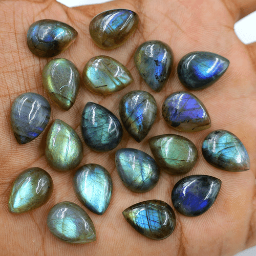 19 Pcs Natural Labradorite Multi Blue Flash 16x12mm Pear Cabochon Gemstones Lot - Picture 8 of 12