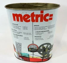 RARE 13" JL Clark Vintage Metric Conversion Chart Engineering Office Trash Can