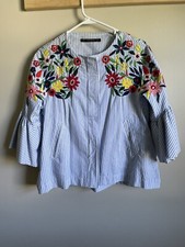 Zara floral embroidered jacket XS