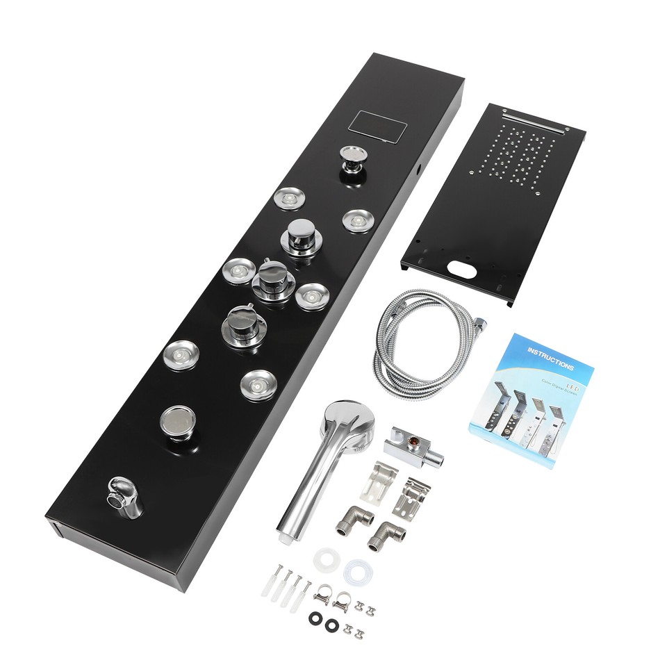 LED Rainfall Head Hand Shower Panel Tower System Bathrooms Waterfall