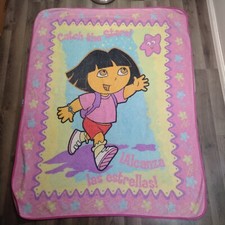 Vintage Large Dora the Explorer Boots Monkey Soft Fleece Blanket Throw 47  x60  