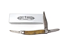 Boker Pocket Knife Brown Grain 3 Blades Tree Brand Classic W/ Box Good Snap USA