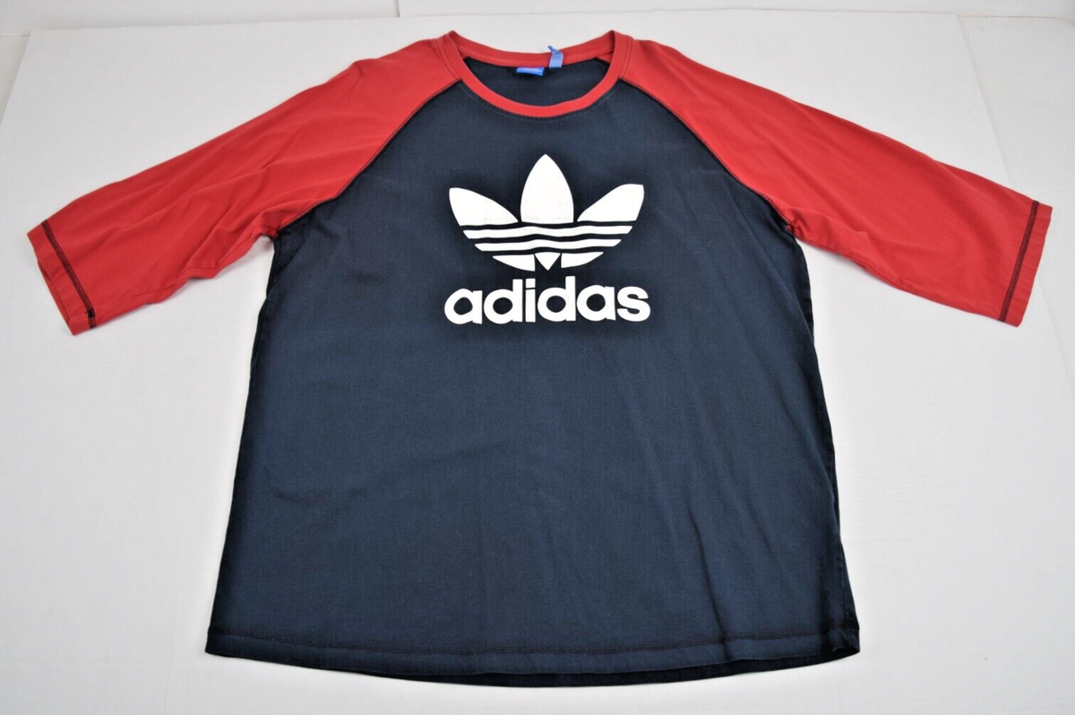 Vintage Adidas Shirt Size XXL Y2K Black Raglan Red Sleeves White 