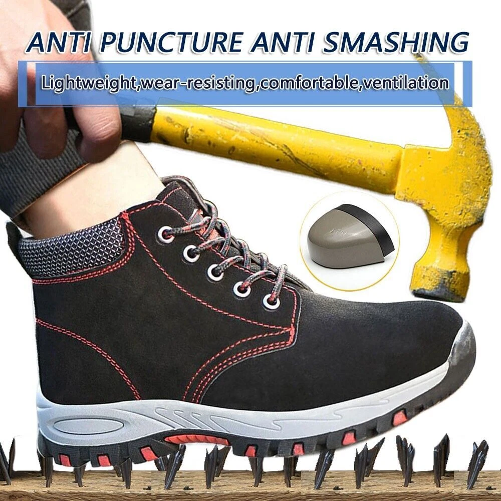 Mens Suede Safety Work Boots Steel Toe Cap Casual Shoes Trainer Hiking HOT SALE