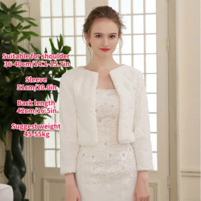 Damen Kunstfell Jacke Braut Bolero Achselzucken Mantel Prägung Wickel Schal Hochzeit