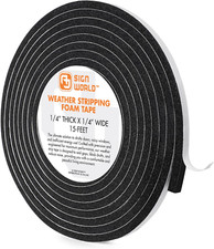 1/4In X 1/4In Weather Stripping Foam Insulation Tape, Doors, Windows, Sliding Do