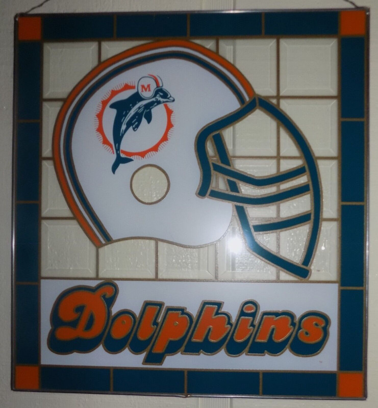 MIAMI DOLPHINS HELMET STAINED GLASS