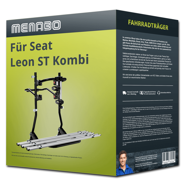 Menabo FahrradträGer Cobra Plus Schwarz/Silber FüR Seat Leon ST Kombi 5F8 NEU-image