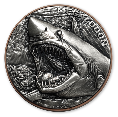 10 Vatu Double Silver Giant Megalodon Vanuatu High Relief Copper + Silver 2025