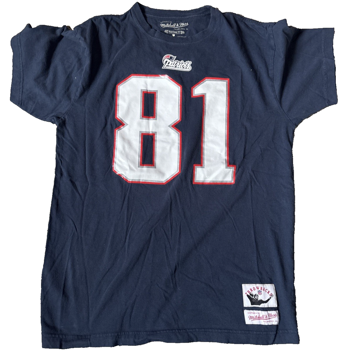 Randy Moss Mitchell & Ness Throwback Blue New England Patriots SS